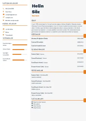 Garson CV Örnekleri cv indir